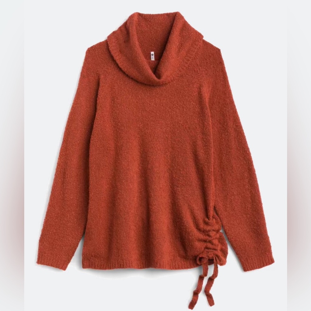 Leo & Nicole's Coffey Side Ruched Pullover Sweater in Burnt  Orange, Size 1X